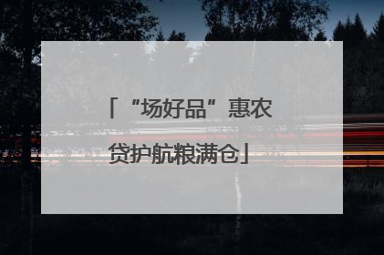 “场好品”惠农贷护航粮满仓