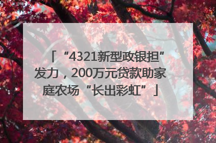 “4321新型政银担”发力，200万元贷款助家庭农场“长出彩虹”