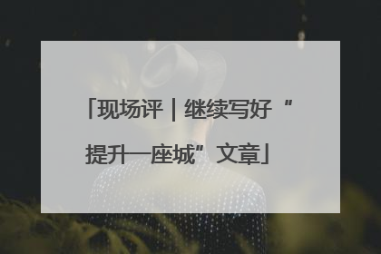 现场评｜继续写好“提升一座城”文章