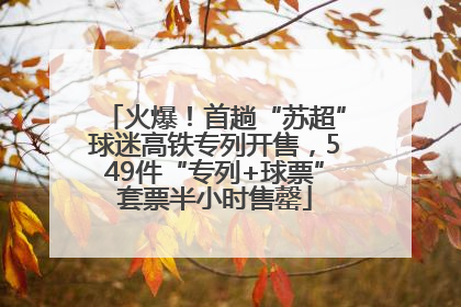 火爆！首趟“苏超”球迷高铁专列开售，549件“专列+球票”套票半小时售罄