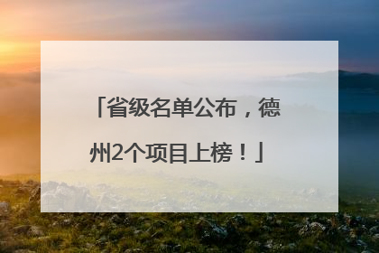 省级名单公布，德州2个项目上榜！