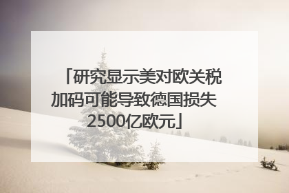 研究显示美对欧关税加码可能导致德国损失2500亿欧元