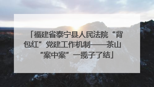 福建省泰宁县人民法院“背包红”党建工作机制——茶山“案中案”一揽子了结