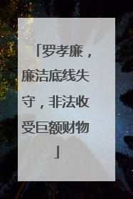 罗孝廉，廉洁底线失守，非法收受巨额财物