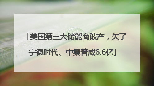 美国第三大储能商破产，欠了宁德时代、中集普威6.6亿