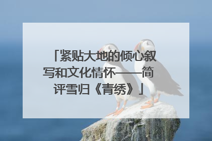 紧贴大地的倾心叙写和文化情怀——简评雪归《青绣》