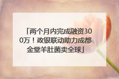 两个月内完成融资300万！政银联动助力成都金堂羊肚菌卖全球