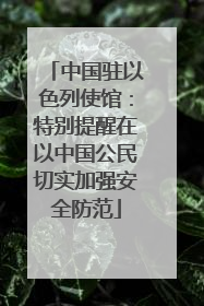 中国驻以色列使馆：特别提醒在以中国公民切实加强安全防范