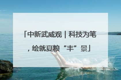 中新武威观｜科技为笔，绘就夏粮“丰”景