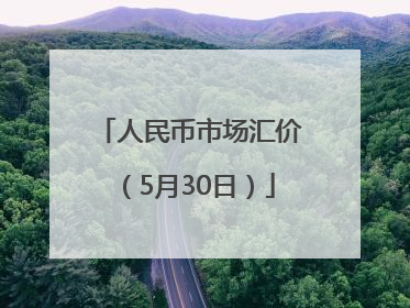 人民币市场汇价（5月30日）