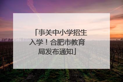 事关中小学招生入学！合肥市教育局发布通知