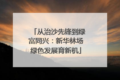 从治沙先锋到绿富同兴：新华林场绿色发展育新机