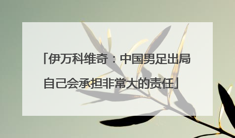 伊万科维奇：中国男足出局自己会承担非常大的责任