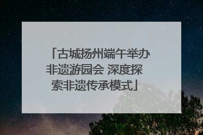 古城扬州端午举办非遗游园会 深度探索非遗传承模式