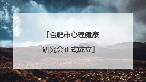 合肥市心理健康研究会正式成立