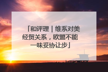 和评理｜维系对美经贸关系，欧盟不能一味妥协让步