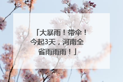 大暴雨！带伞！今起3天，河南全省雨雨雨！