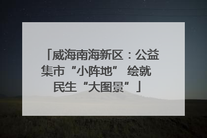 威海南海新区：公益集市“小阵地” 绘就民生“大图景”