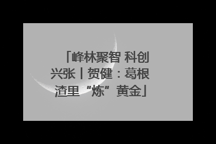 峰林聚智 科创兴张丨贺健：葛根渣里“炼”黄金