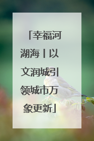 幸福河湖海丨以文润城引领城市万象更新