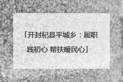 开封杞县平城乡：履职践初心 帮扶暖民心