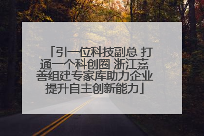 引一位科技副总 打通一个科创圈 浙江嘉善组建专家库助力企业提升自主创新能力