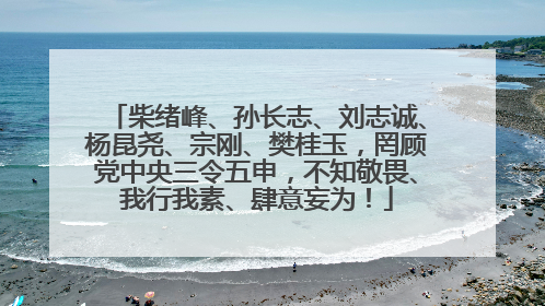 柴绪峰、孙长志、刘志诚、杨昆尧、宗刚、樊桂玉，罔顾党中央三令五申，不知敬畏、我行我素、肆意妄为！