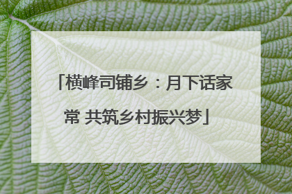 横峰司铺乡：月下话家常 共筑乡村振兴梦