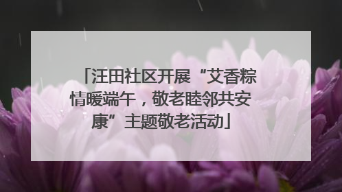 汪田社区开展“艾香粽情暖端午，敬老睦邻共安康”主题敬老活动
