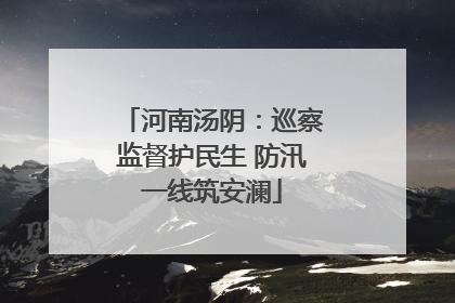 河南汤阴：巡察监督护民生 防汛一线筑安澜