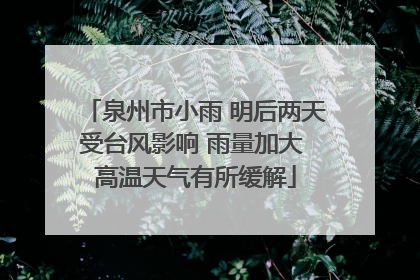 泉州市小雨 明后两天受台风影响 雨量加大 高温天气有所缓解