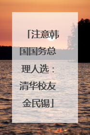 注意韩国国务总理人选：清华校友金民锡