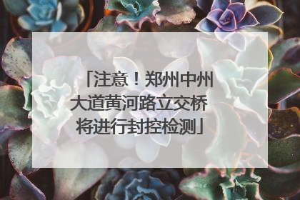 注意！郑州中州大道黄河路立交桥将进行封控检测