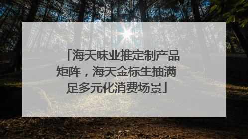 海天味业推定制产品矩阵，海天金标生抽满足多元化消费场景