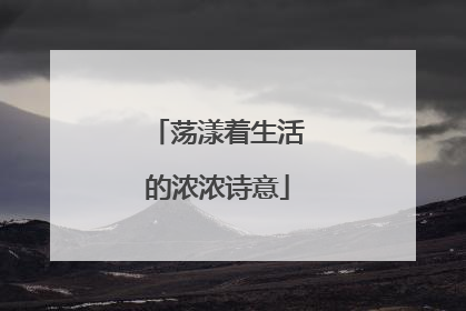 荡漾着生活的浓浓诗意
