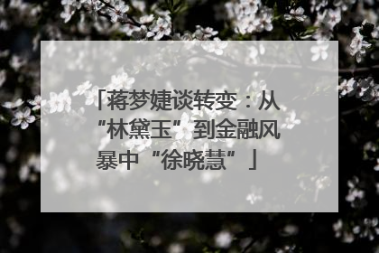 蒋梦婕谈转变：从“林黛玉”到金融风暴中“徐晓慧”