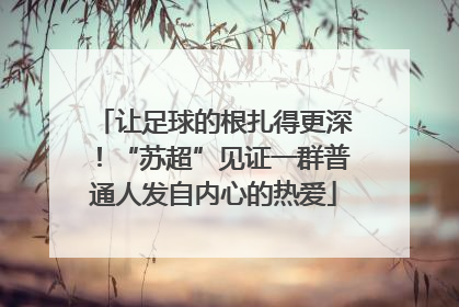 让足球的根扎得更深！“苏超”见证一群普通人发自内心的热爱