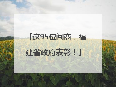 这95位闽商，福建省政府表彰！