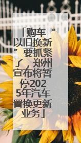 购车“以旧换新”要抓紧了，郑州宣布将暂停2025年汽车置换更新业务