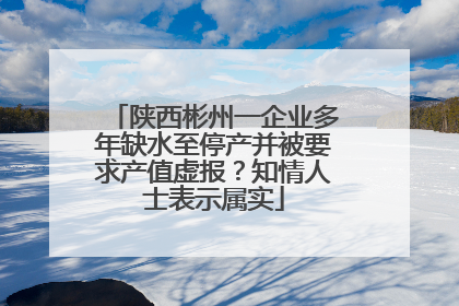 陕西彬州一企业多年缺水至停产并被要求产值虚报？知情人士表示属实