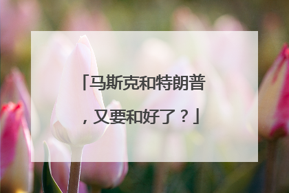 马斯克和特朗普，又要和好了？